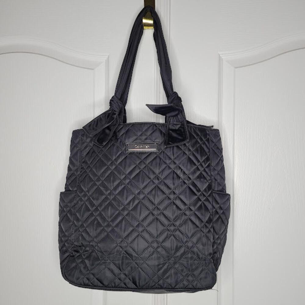 Calvin Klein Soft sided Quilted Black large tote shoulder bag large